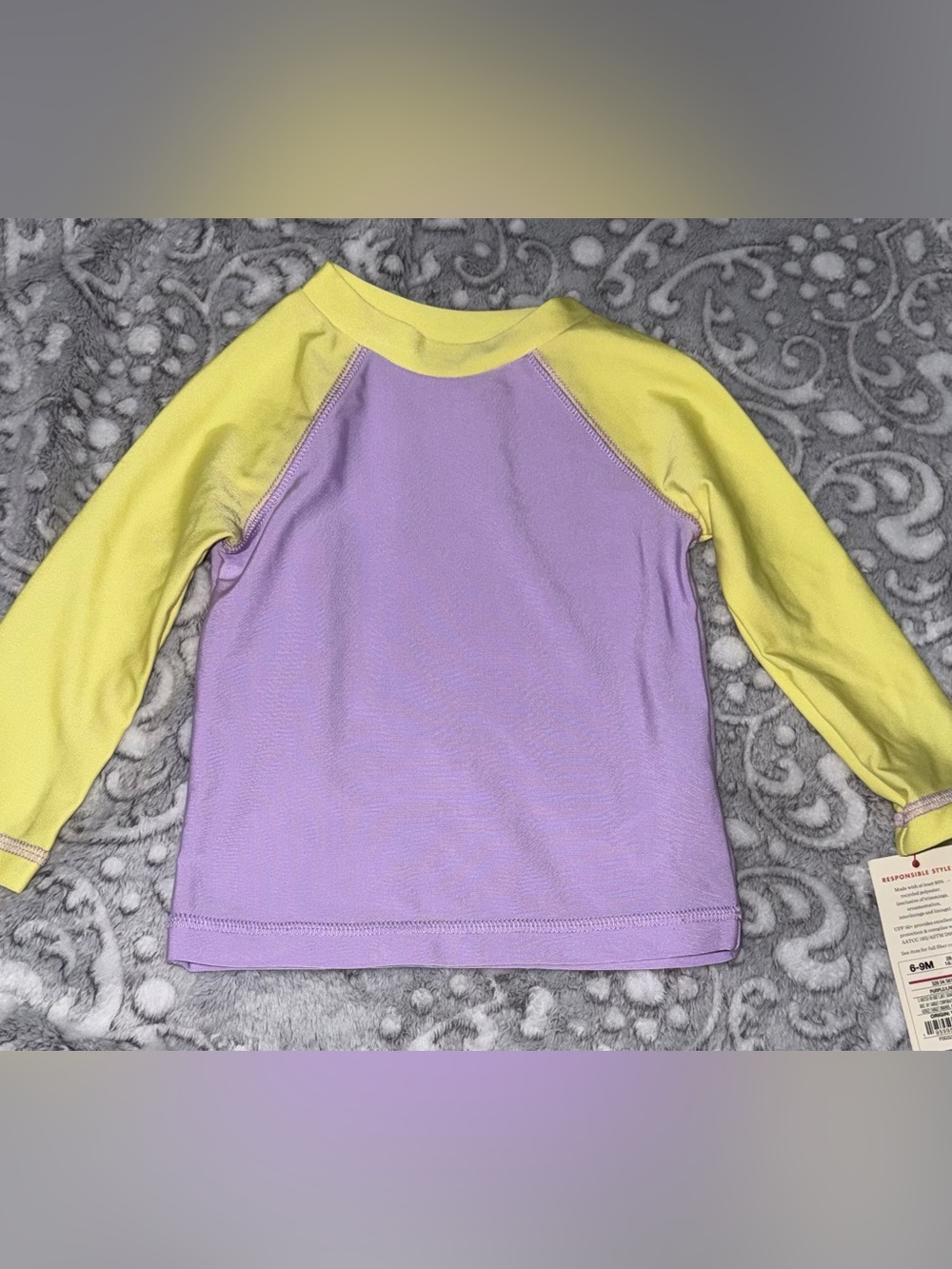 Cat & Jack Baby Rash Guard 6-9M Purple Yellow UPF 50+ NWT